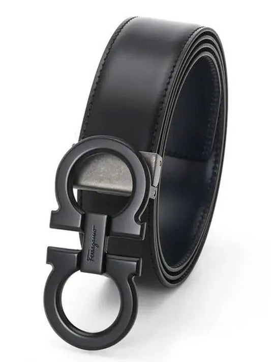 Reversible Gancini Leather Belt Black Navy - SALVATORE FERRAGAMO - BALAAN 2