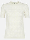 FF Viscose Short Sleeve Knit Top White - FENDI - BALAAN 4