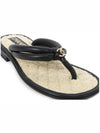 CC Logo Double String Flip Flops Black Beige - CHANEL - BALAAN.