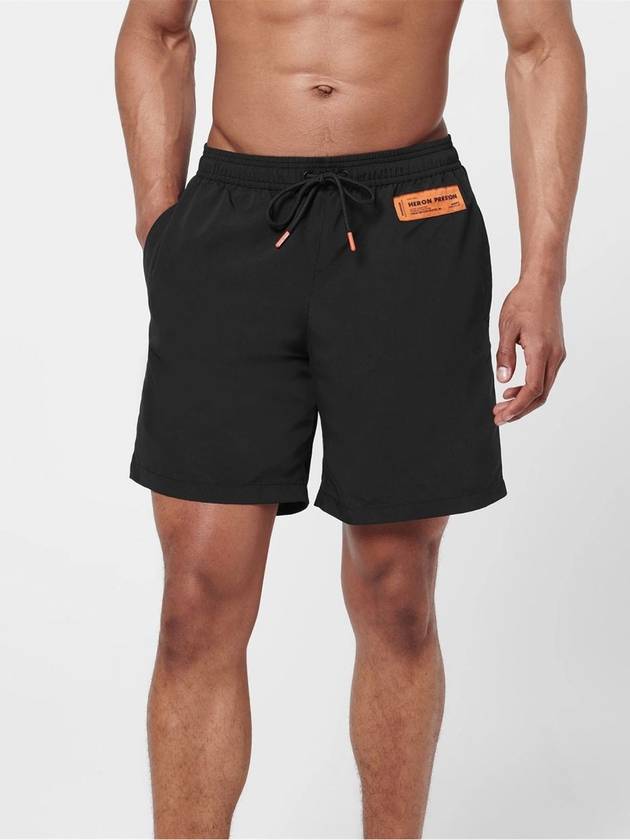 Logo Patch Nylon Swim Shorts Black - HERON PRESTON - BALAAN 3