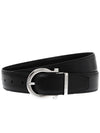 Gancini Reversible Leather Belt Black - SALVATORE FERRAGAMO - BALAAN 2