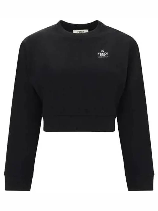 Logo Embroidery Crew Neck Sweatshirt Black - FENDI - BALAAN 2