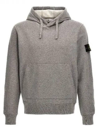 Logo Patch Drawstring Hoodie Melange Grey - STONE ISLAND - BALAAN 2