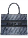 Medium Denim Oblique Jacquard Book Tote Bag Blue - DIOR - BALAAN 3