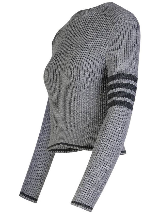 4 Bar Stripe Cable Knit Top Grey - THOM BROWNE - BALAAN 3