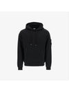 Lens Wappen Diagonal Fleece Hoodie Black - CP COMPANY - BALAAN 3