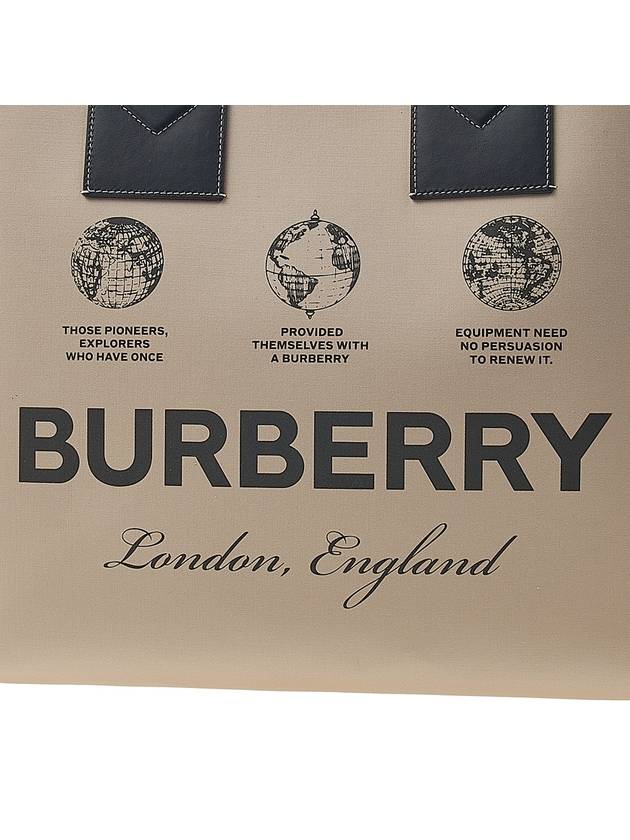 Prorsum Label Print London Cotton Tote Bag Beige - BURBERRY - BALAAN 8