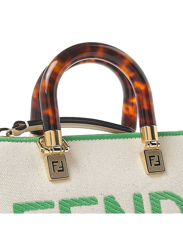 By The Way Small Canvas Tote Bag Green White - FENDI - BALAAN 9