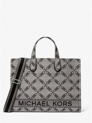 Gigi Logo Large Tote Bag Grey Black - MICHAEL KORS - BALAAN 1