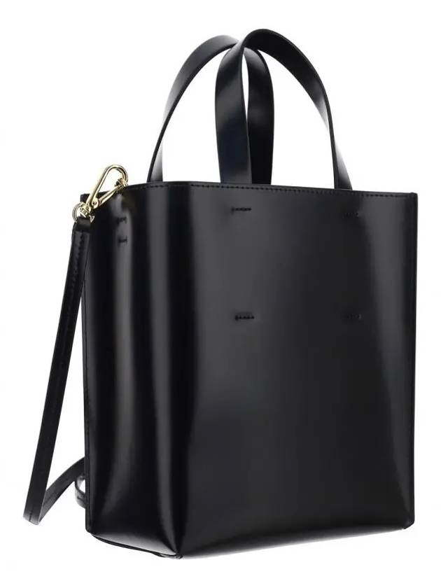 Museo Leather Logo Mini Tote Bag Black - MARNI - BALAAN 5