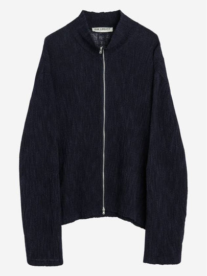 Men's Shrunken Full Zip Polo Zip-Up Cardigan Navy - OUR LEGACY - BALAAN 2