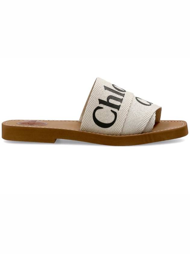 Woody Logo Flat Mule Slippers White - CHLOE - BALAAN 3