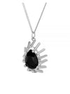 Les Pierres Black Strass Rhodium Finish Necklace Silver - CELINE - BALAAN 2