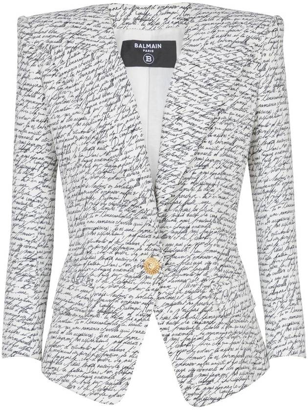 1 Button Love Letter Print Jacket White - BALMAIN - BALAAN 2