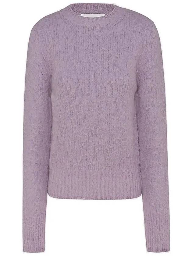 Crew Neck Brushed Wool Alpaca Knit Top Purple - AMI - BALAAN 2