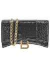 Hourglass Chain Crocodile Embossed Calfskin Medium Wallet Black - BALENCIAGA - BALAAN 2