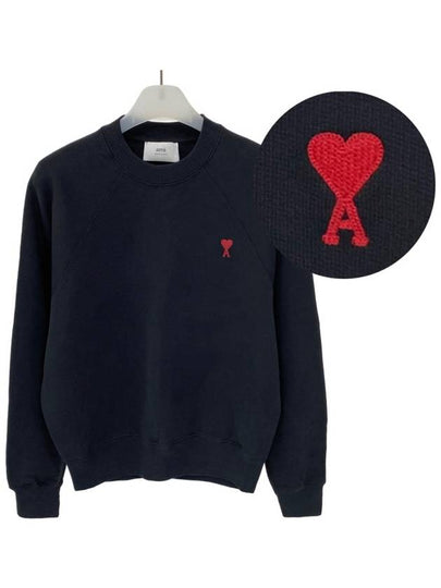 Small Heart Logo Sweatshirt Black - AMI - BALAAN 2