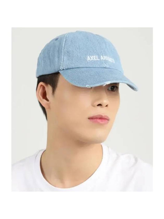 Hat X2240002 LIGHT BLUE WASH Block Distressed Cap - AXEL ARIGATO - BALAAN 1