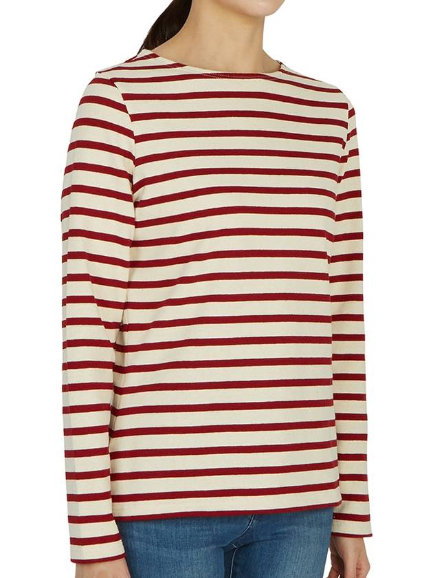 Women's Meridame II Striped Long Sleeve T-Shirt White Red - SAINT JAMES - BALAAN 4