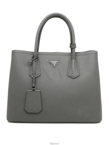 BN2775 Saffiano Dubl Gray Double Bag Warranty - PRADA - BALAAN 1