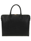 Pebble Grain Leather Slim Briefcase Black - THOM BROWNE - BALAAN 4