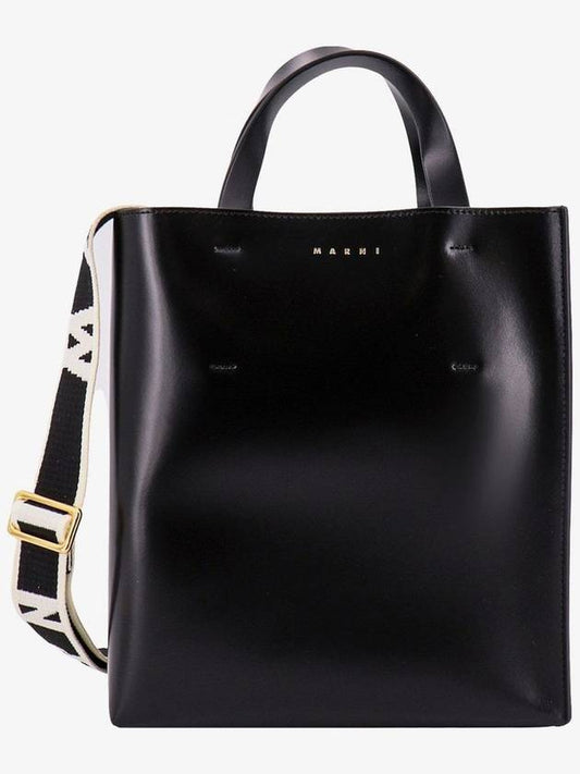 Museo Small Leather Tote Bag Black - MARNI - BALAAN 1