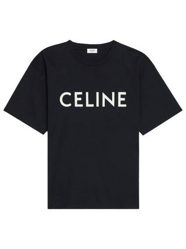 Cotton Jersey Loose Short Sleeve T-Shirt Black - CELINE - BALAAN 1