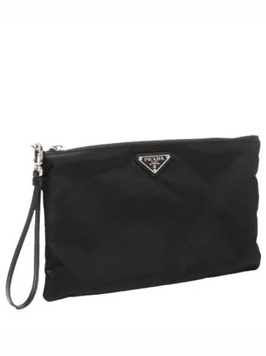 Triangle logo Re nylon clutch bag - PRADA - BALAAN 1