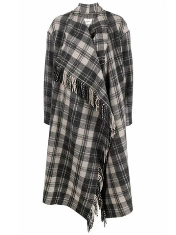 FLEMING Check Wool Fringe Coat MA1118 22P004E ECBK - ISABEL MARANT - BALAAN 1