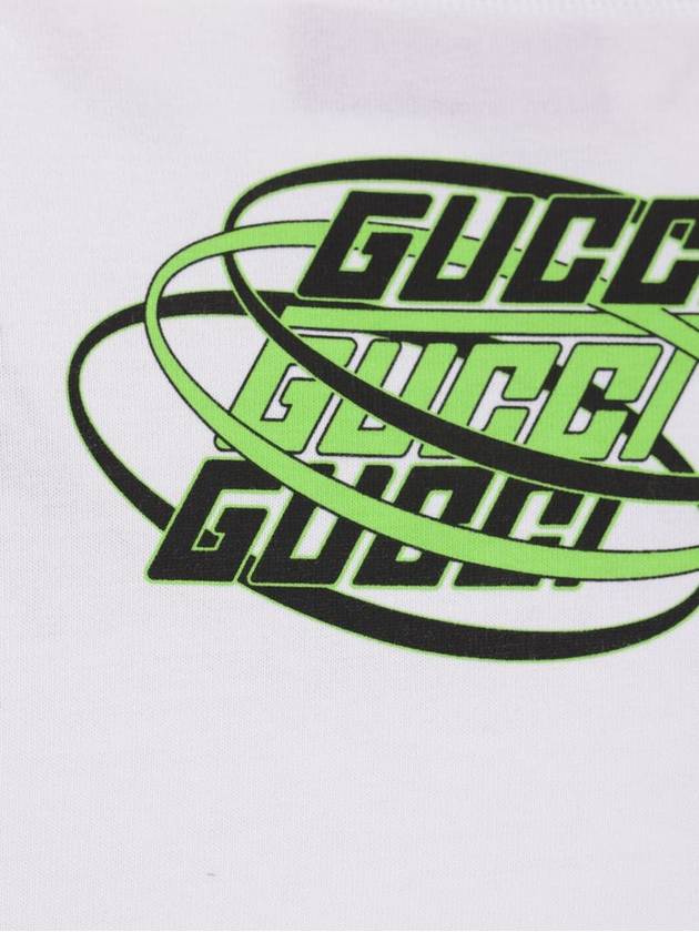 Printed Cotton Jersey Long Sleeve T Shirt White - GUCCI - BALAAN 4