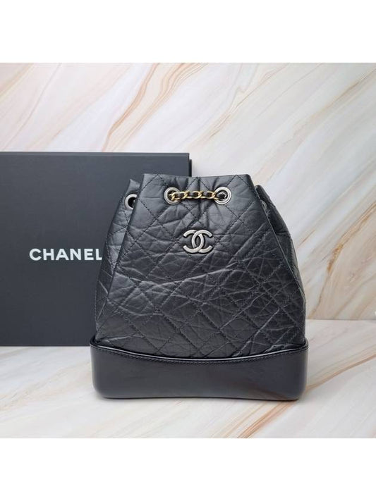 Small Gabrielle Backpack Aged Calfskin Gold Silver Black - CHANEL - BALAAN 2