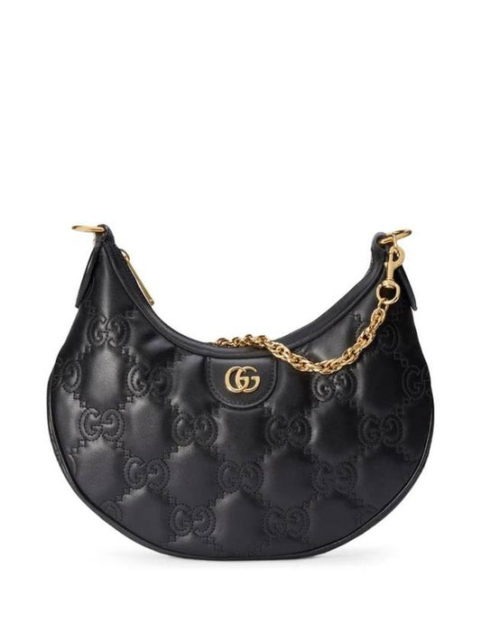 GG Matelasse Half Moon Small Shoulder Bag Black - GUCCI - BALAAN 1