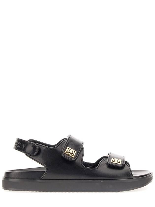 4G Strap Leather Flat Sandals Black - GIVENCHY - BALAAN 3