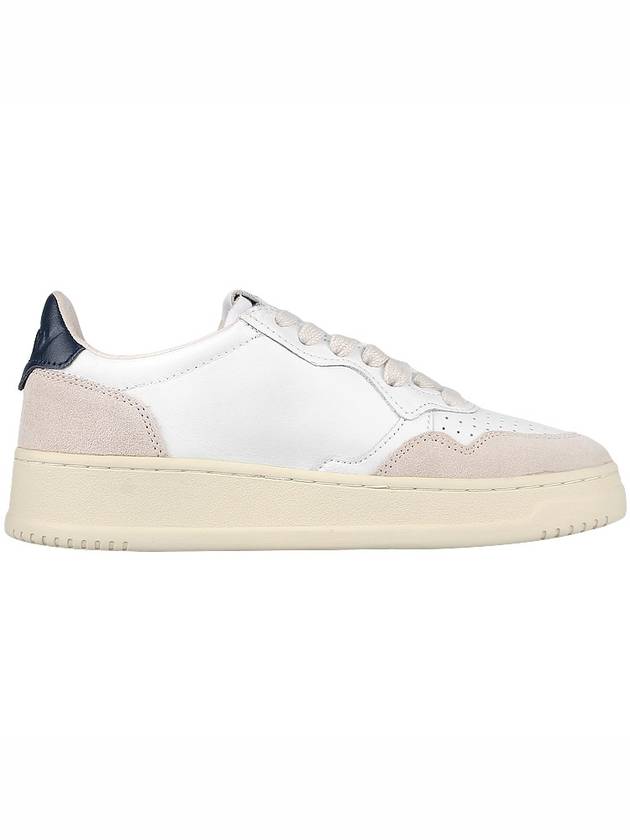 Women's Leather Suede Medalist Low Top Sneakers White Blue - AUTRY - BALAAN 5