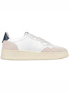 Women's Leather Suede Medalist Low Top Sneakers White Blue - AUTRY - BALAAN 5