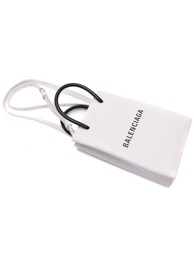 Logo Leather Phone Holder Mini Bag White - BALENCIAGA - BALAAN 6