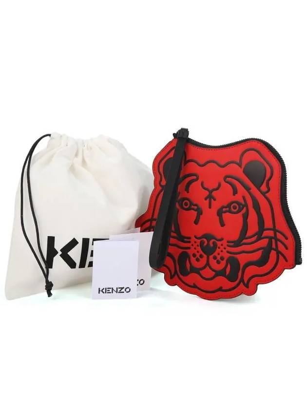 Tiger Leather Clutch Bag Red - KENZO - BALAAN 5