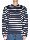 Stripe Jersey Oversized Long Sleeve T-Shirt Navy - THOM BROWNE - BALAAN 2