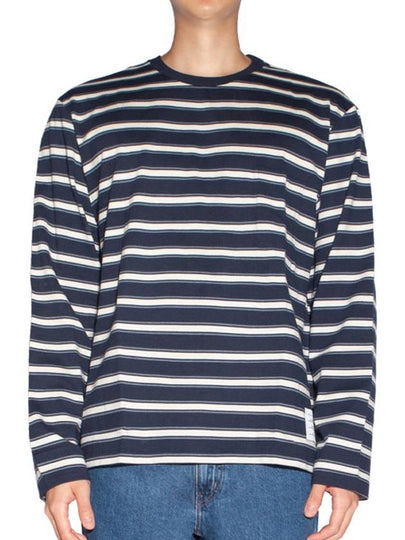 Stripe Jersey Oversized Long Sleeve T-Shirt Navy - THOM BROWNE - BALAAN 2