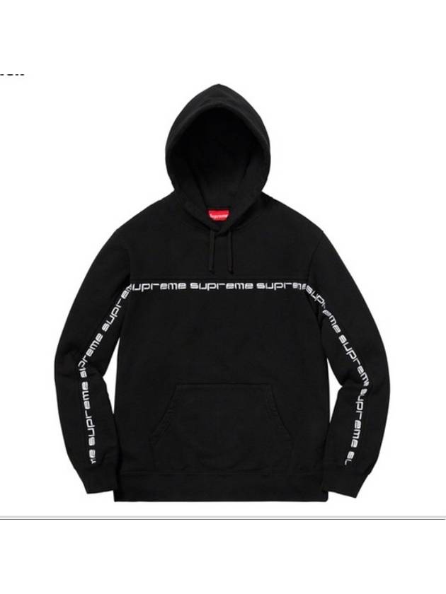 18FW Text Stripe Hooded Black Text Stripe Hooded Sweatshirt - SUPREME - BALAAN 1