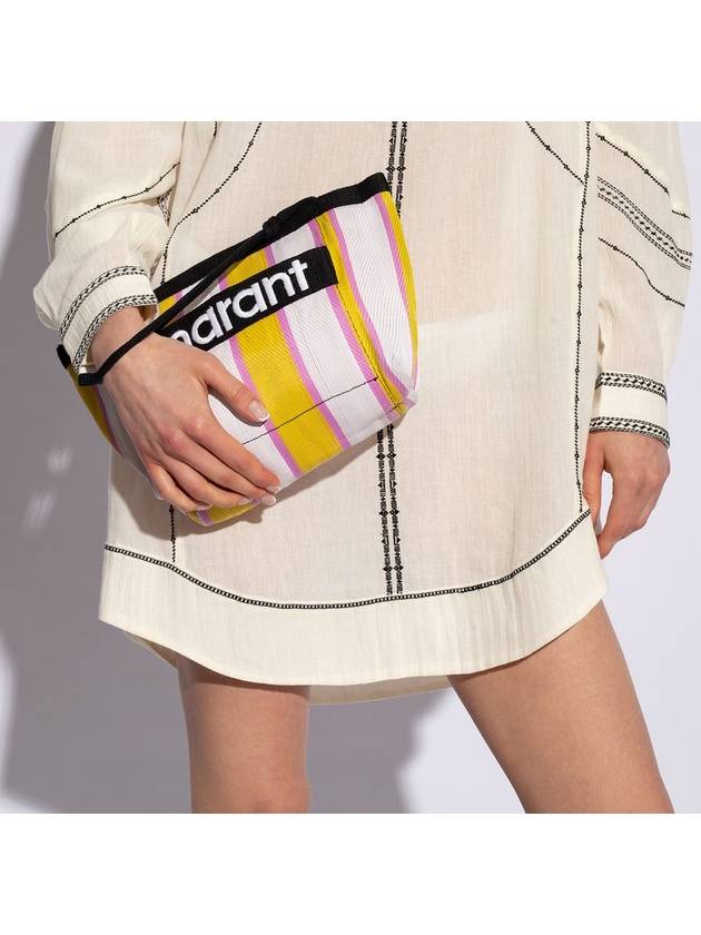 Embroidered Logo Pouch Bag Yellow Pink - ISABEL MARANT - BALAAN 6