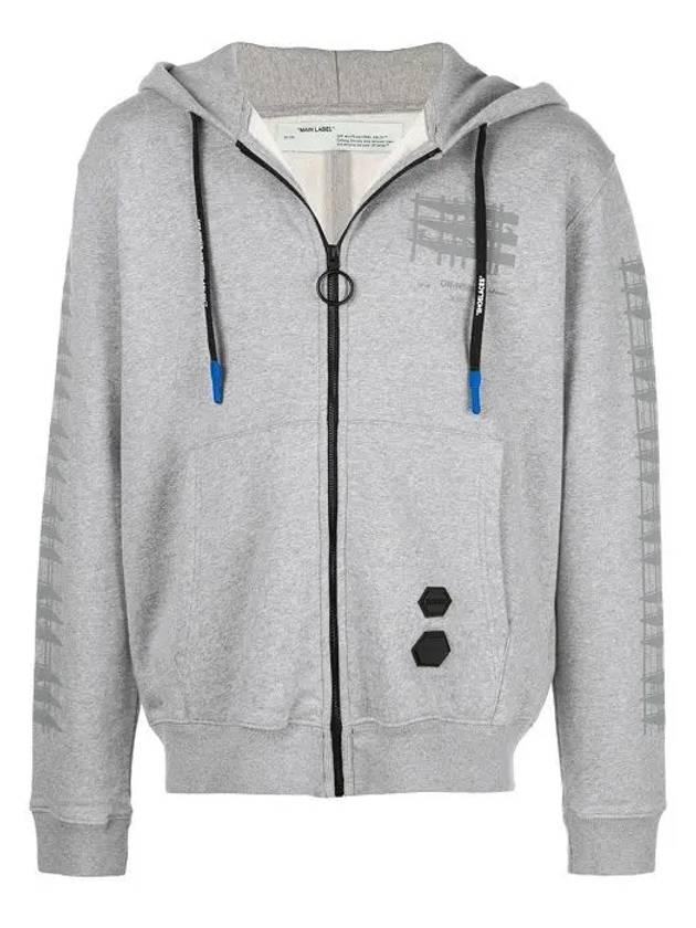 Men's Diagonal Industrial Slim Zip-Up Hoodie Grey - OFF WHITE - BALAAN 3