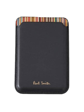 iPhone MagSafe Logo Leather Card Wallet Black - PAUL SMITH - BALAAN 1