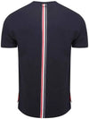 Men's Center Back Striped Short Sleeve T-Shirt Navy - THOM BROWNE - BALAAN 3