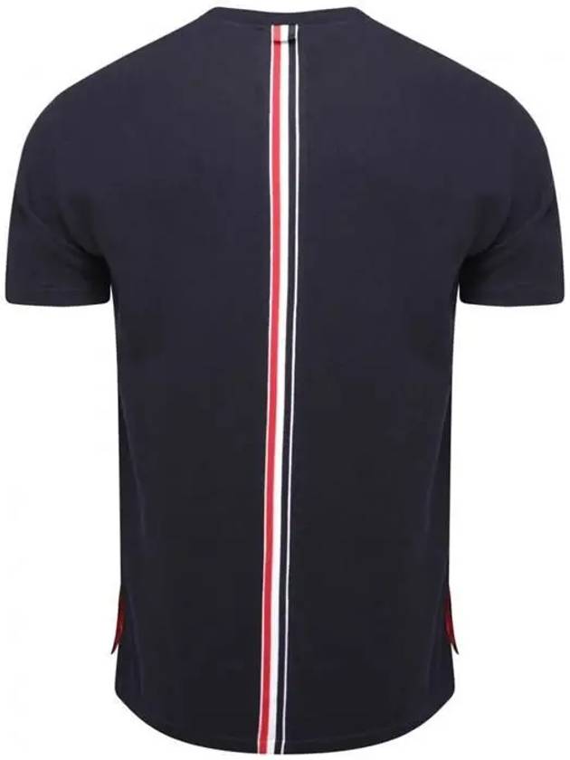 Men's Center Back Striped Short Sleeve T-Shirt Navy - THOM BROWNE - BALAAN 3