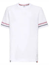 Textured Cotton Stripe Short Sleeve T-Shirt White - THOM BROWNE - BALAAN 2