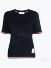 RWB Stripe Cotton Short Sleeve T-Shirt Navy - THOM BROWNE - BALAAN 2