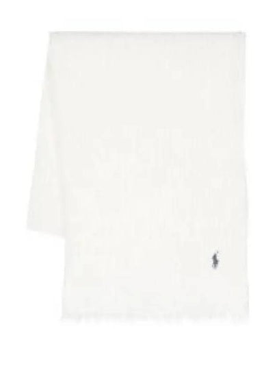 Pony Embroidery Fringed Scarf Cream - POLO RALPH LAUREN - BALAAN 2