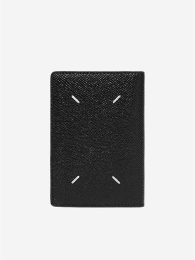 Stitched Bi-Fold Leather Card Wallet Black - MAISON MARGIELA - BALAAN 2