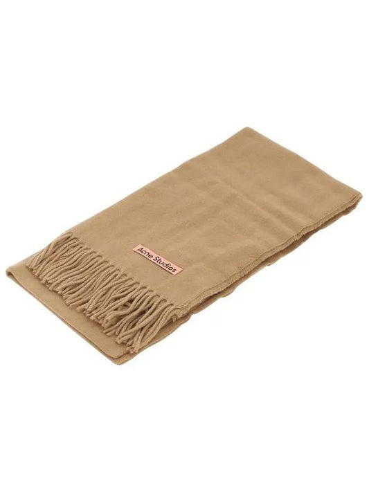 Logo Fringe Cashmere Muffler Dark Camel - ACNE STUDIOS - BALAAN 2